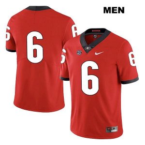 Men's Georgia Bulldogs NCAA #6 Otis Reese Nike Stitched Red Legend Authentic No Name College Football Jersey FSL8154OW
